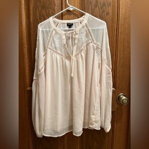 Torrid Crinkle Chiffon Embroidered Peasant Top